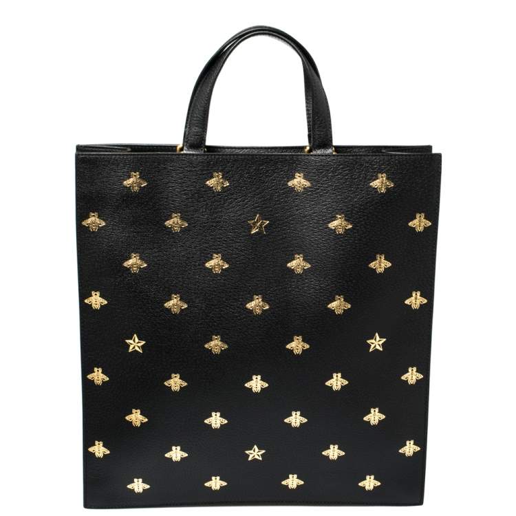 Gucci Black Leather Bee Star Two-Way Tote Gucci | The Luxury Closet