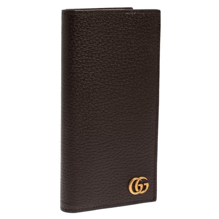 مملوكة مسبقًا Gucci Brown Leather GG Marmont Long Bifold Wallet