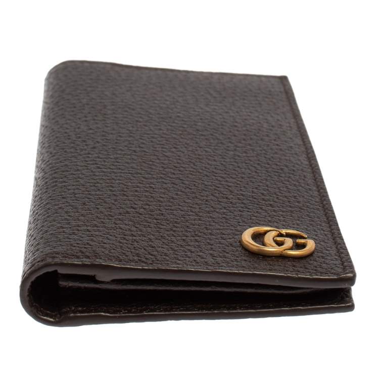 مملوكة مسبقًا Gucci Brown Leather GG Marmont Long Bifold Wallet
