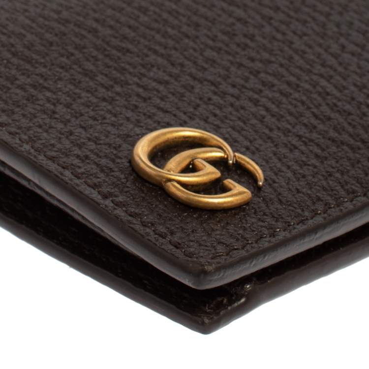 مملوكة مسبقًا Gucci Brown Leather GG Marmont Long Bifold Wallet