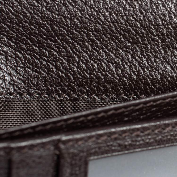 مملوكة مسبقًا Gucci Brown Leather GG Marmont Long Bifold Wallet