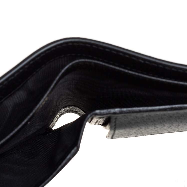 Pre Owned Gucci Black Leather Web Bifold Wallet