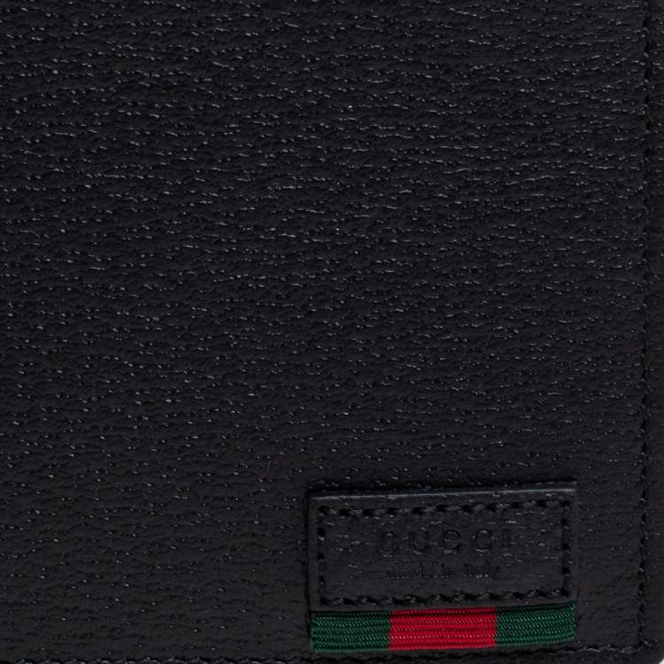 Pre Owned Gucci Black Leather Web Bifold Wallet