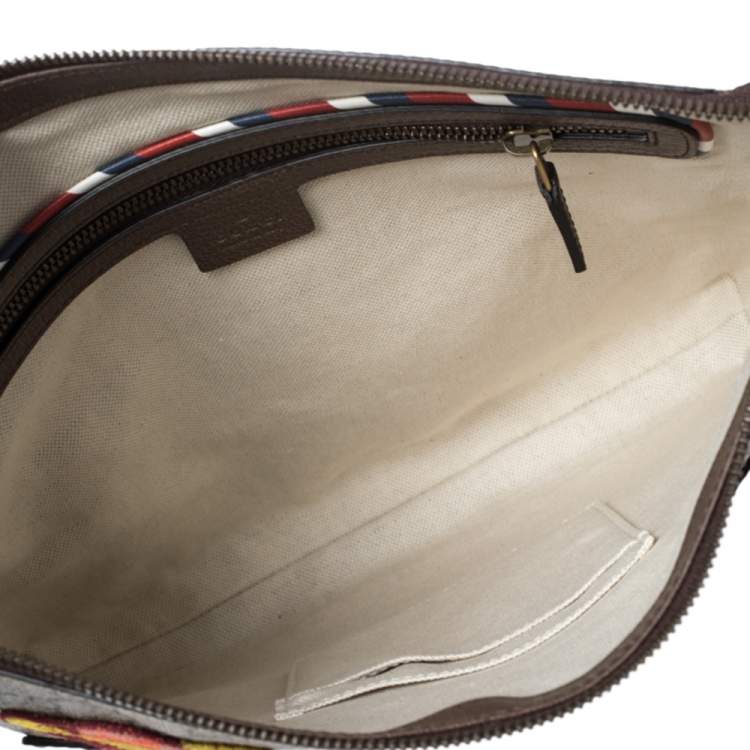 Pre Owned Gucci Beige GG Supreme and Leather Courrier Messenger Bag