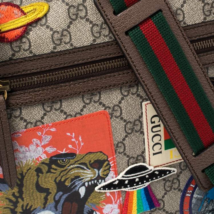 Pre Owned Gucci Beige GG Supreme and Leather Courrier Messenger Bag