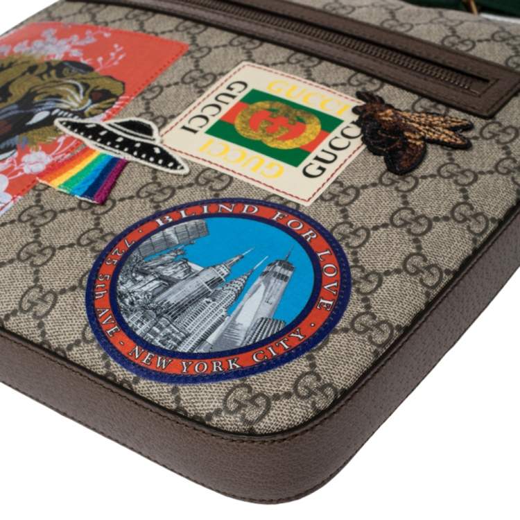 Pre Owned Gucci Beige GG Supreme and Leather Courrier Messenger Bag