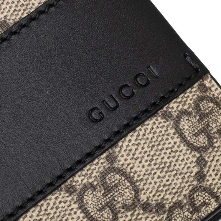 مملوكة مسبقًا Gucci Beige/Black GG Supreme Canvas And Leather Wallet