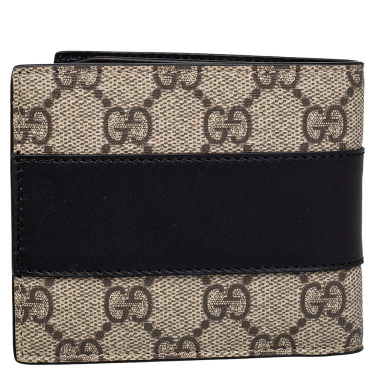 مملوكة مسبقًا Gucci Beige/Black GG Supreme Canvas And Leather Wallet