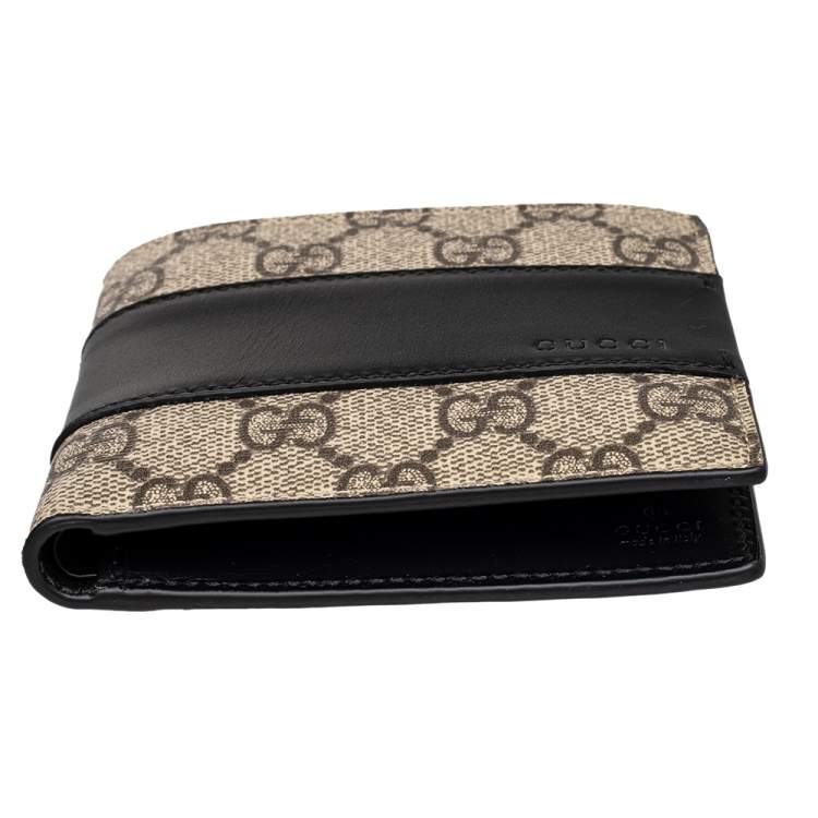 مملوكة مسبقًا Gucci Beige/Black GG Supreme Canvas And Leather Wallet