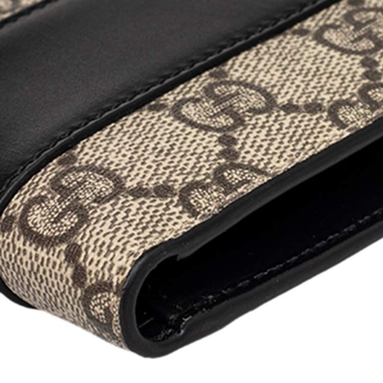 مملوكة مسبقًا Gucci Beige/Black GG Supreme Canvas And Leather Wallet