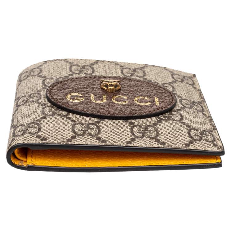 Pre Owned Gucci Neo Vintage Beige/Brown GG Supreme And Leather Wallet