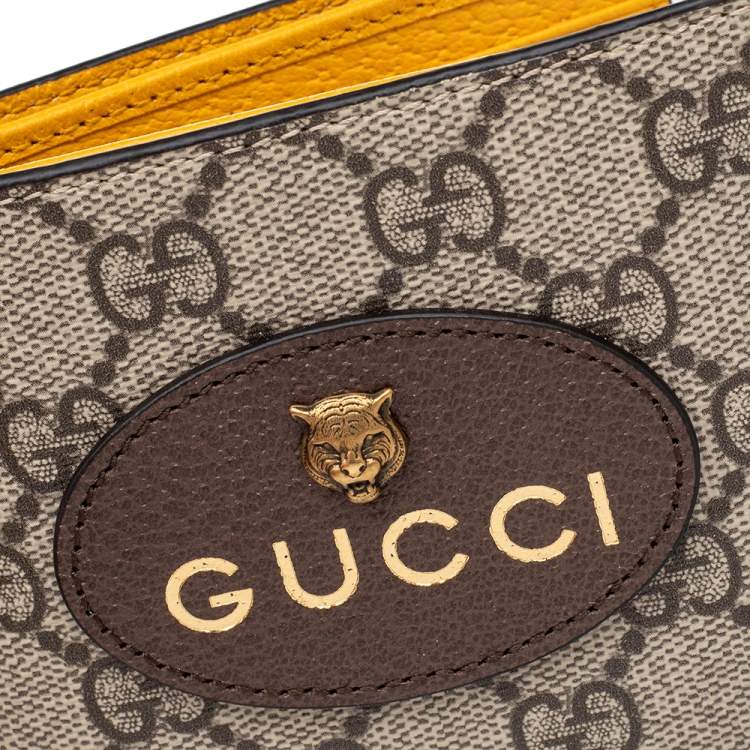 Pre Owned Gucci Neo Vintage Beige/Brown GG Supreme And Leather Wallet