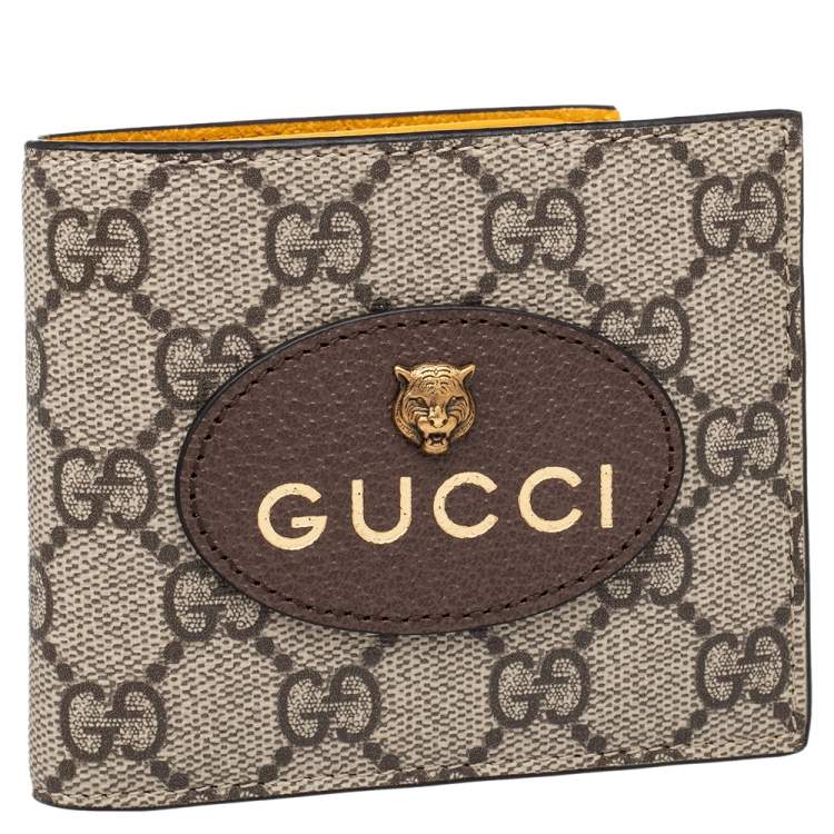 Pre Owned Gucci Neo Vintage Beige/Brown GG Supreme And Leather Wallet