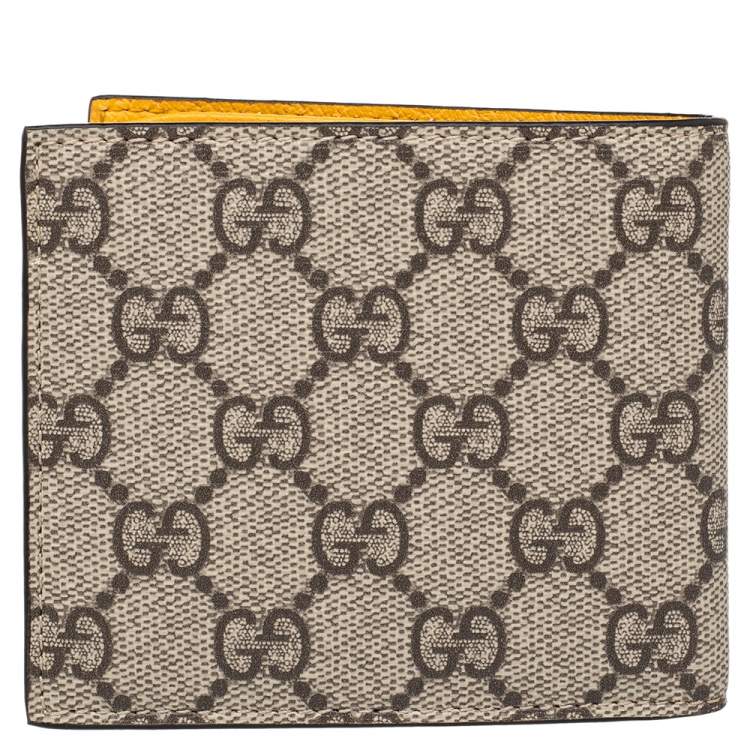Pre Owned Gucci Neo Vintage Beige/Brown GG Supreme And Leather Wallet
