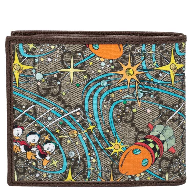 Pre Owned Gucci x Disney Beige GG Supreme Donald Duck Billfold Wallet