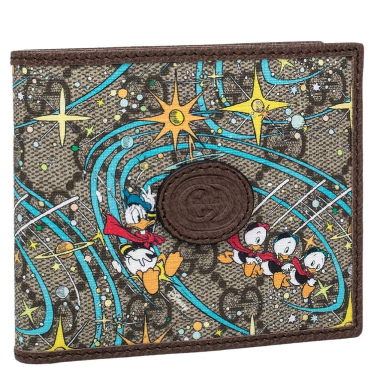 Pre Owned Gucci x Disney Beige GG Supreme Donald Duck Billfold Wallet
