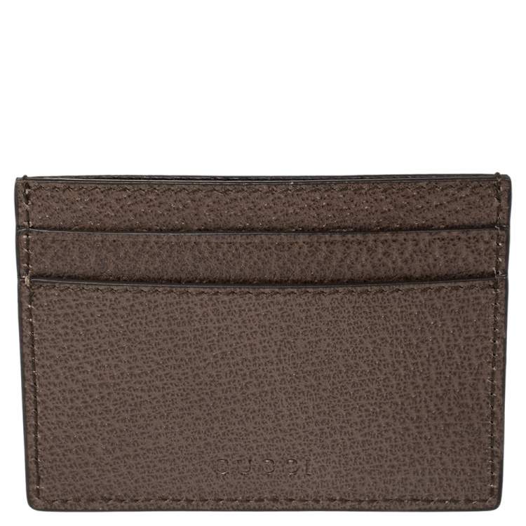 Pre Owned Gucci Beige/Brown GG Supreme Canvas and Leather Tian Card Holder