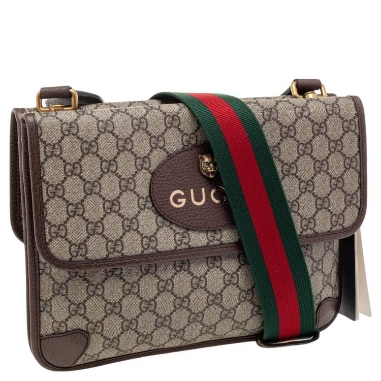 Pre Owned Gucci Beige/Brown GG Supreme Canvas And Leather Neo Vintage Messenger Bag