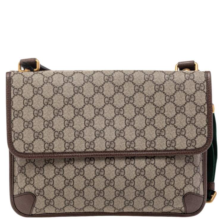 Pre Owned Gucci Beige/Brown GG Supreme Canvas And Leather Neo Vintage Messenger Bag