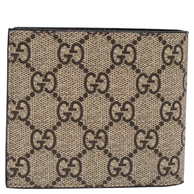 Pre Owned Gucci Multicolor Tiger Print GG Supreme Bifold Wallet