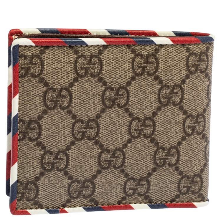 Pre Owned Gucci Beige GG Supreme Canvas Courrier Bifold Wallet