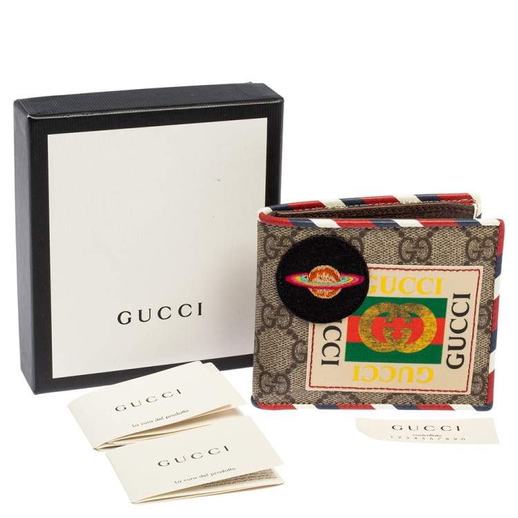 Pre Owned Gucci Beige GG Supreme Canvas Courrier Bifold Wallet