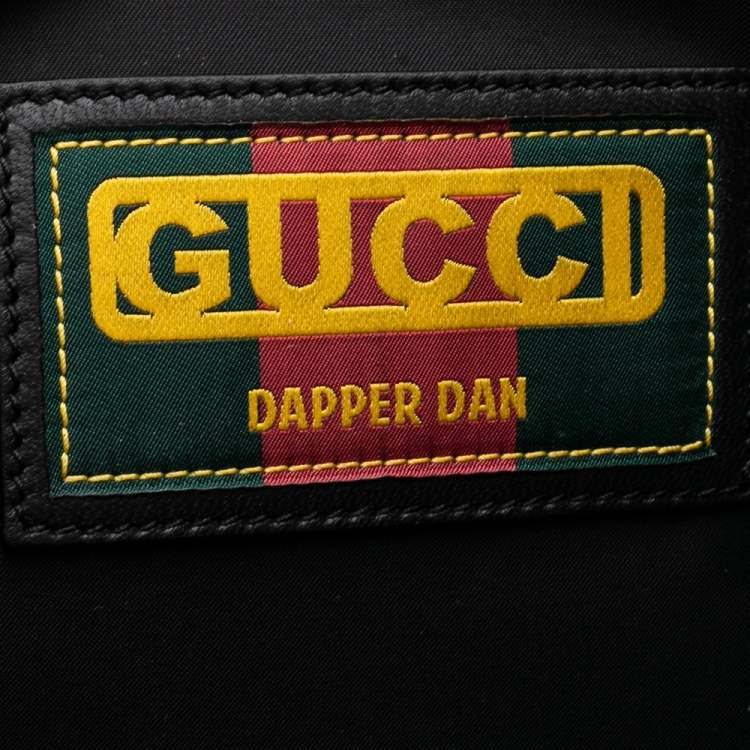 Pre Owned Gucci Black/Gold Interlocking GG Leather And Mesh Dapper Dan Backpack