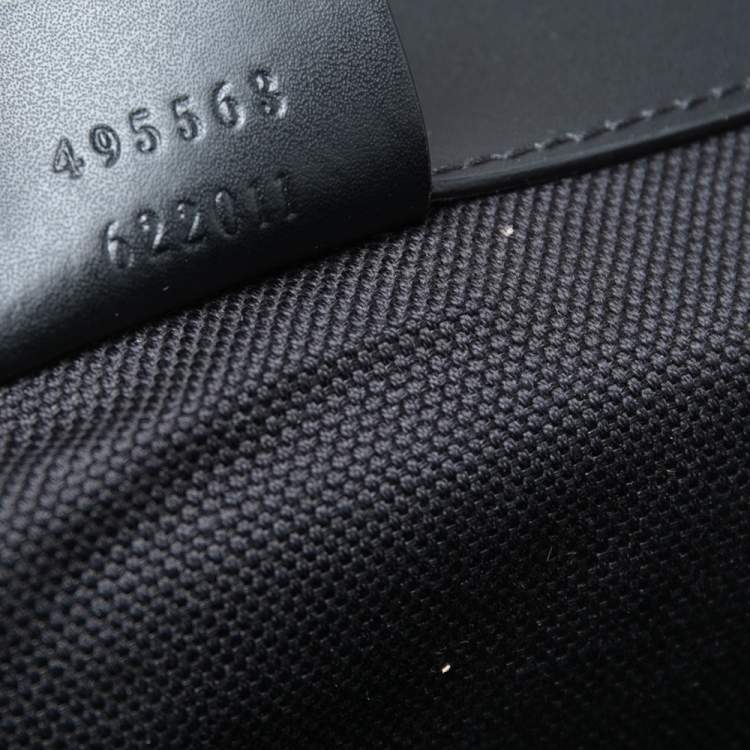 Pre Owned Gucci Black/Grey GG Supreme Canvas And Leather Bestiary Drawstring Backpack