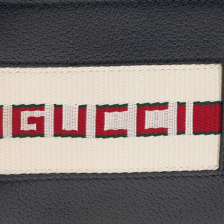 مملوكة مسبقًا Gucci Black Leather Stripe Logo Bifold Wallet