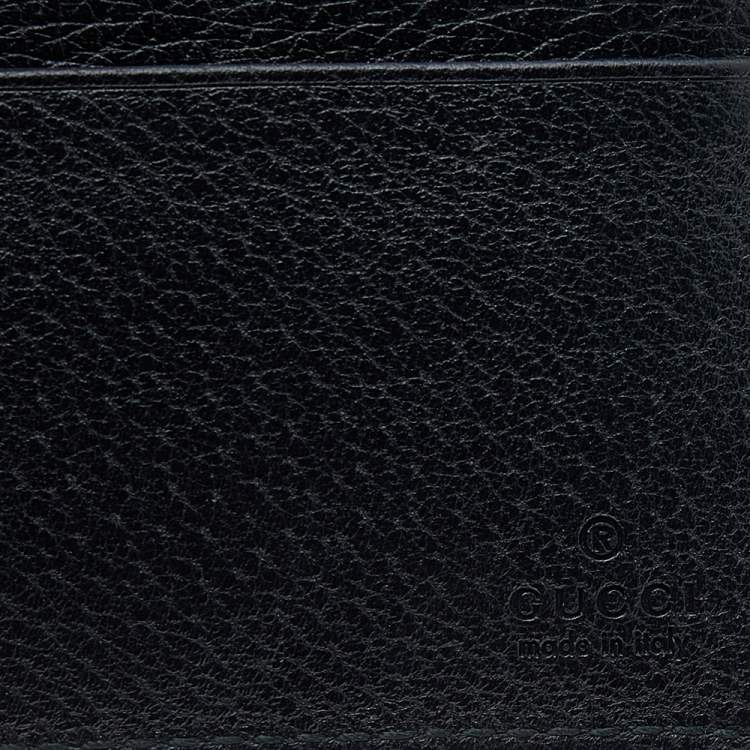 مملوكة مسبقًا Gucci Black Leather Stripe Logo Bifold Wallet