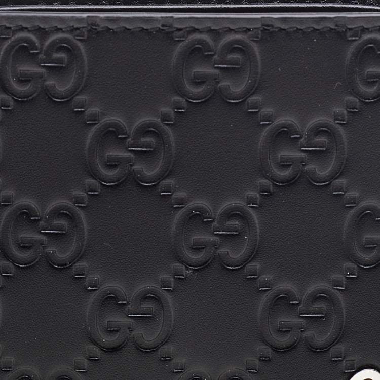 Pre Owned Gucci Black Guccissima Leather GG Signature Bifold Wallet