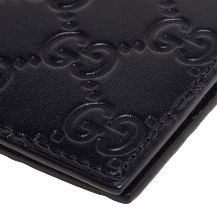 Pre Owned Gucci Black Guccissima Leather Bifold Wallet