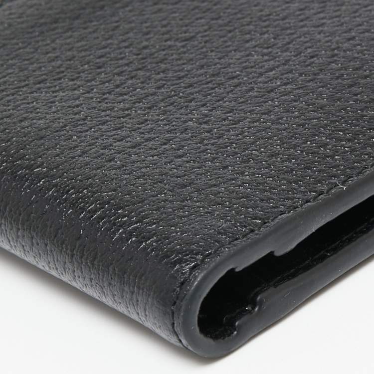 Pre Owned Gucci Black Pebbled Leather GG Mormont Bi-Fold Wallet