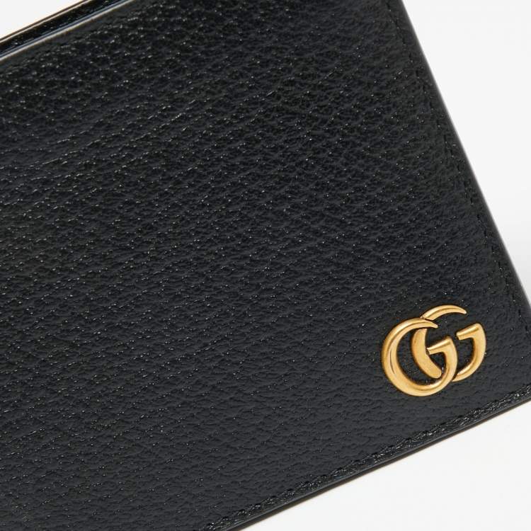 Pre Owned Gucci Black Pebbled Leather GG Mormont Bi-Fold Wallet