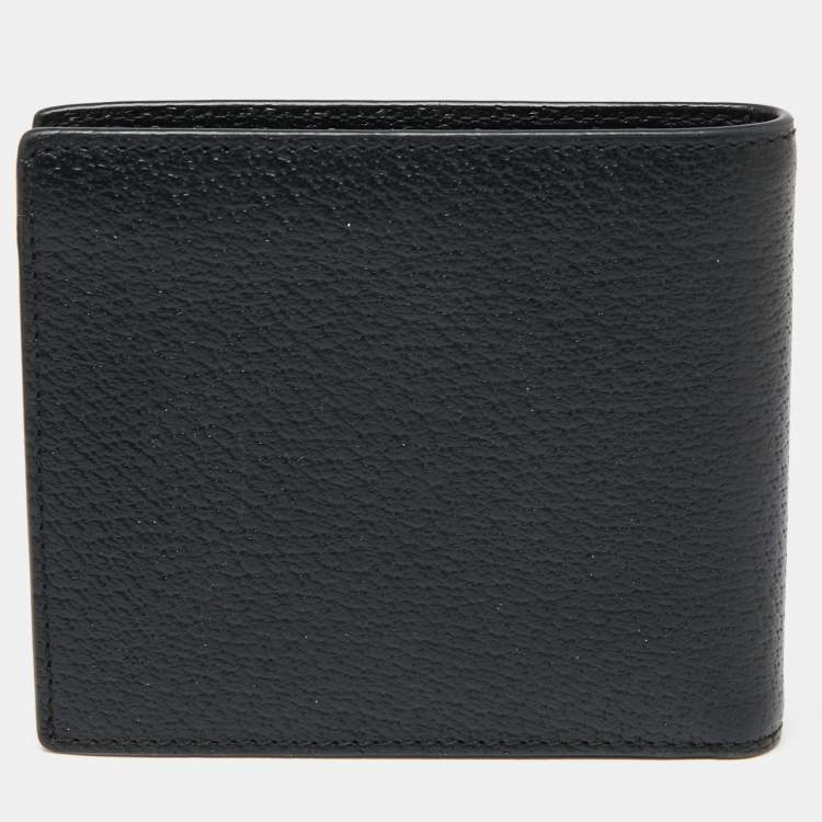 Pre Owned Gucci Black Pebbled Leather GG Mormont Bi-Fold Wallet