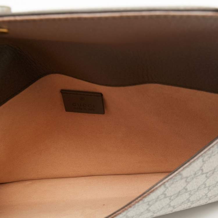 Pre Owned Gucci Beige/Brown GG Supreme Canvas and Leather Ophidia Pouch