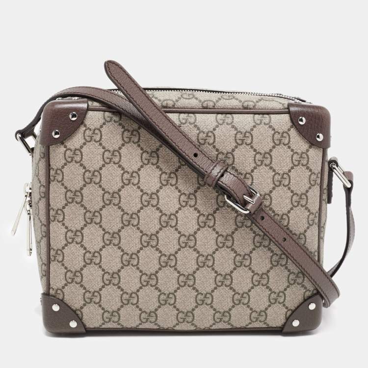 Gucci Brown/Beige GG Supreme Canvas and Leather Square Messenger Bag Gucci  | The Luxury Closet