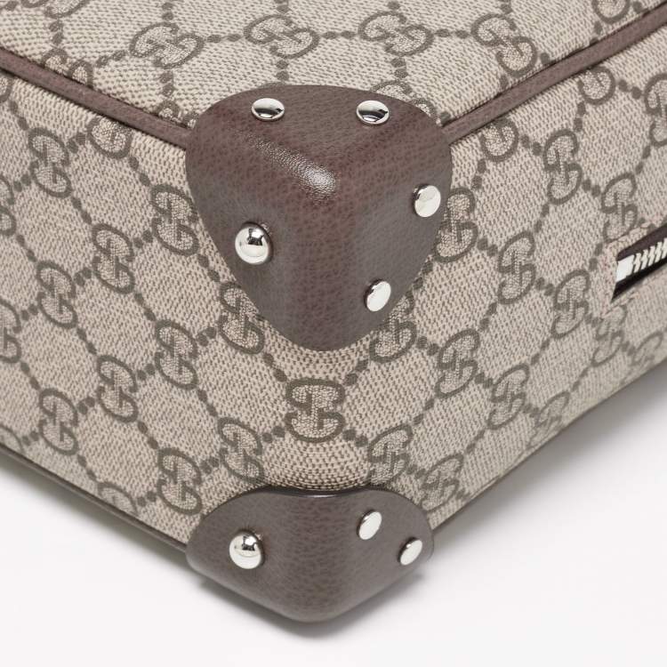 Pre Owned Gucci Brown/Beige GG Supreme Canvas and Leather Square Messenger Bag