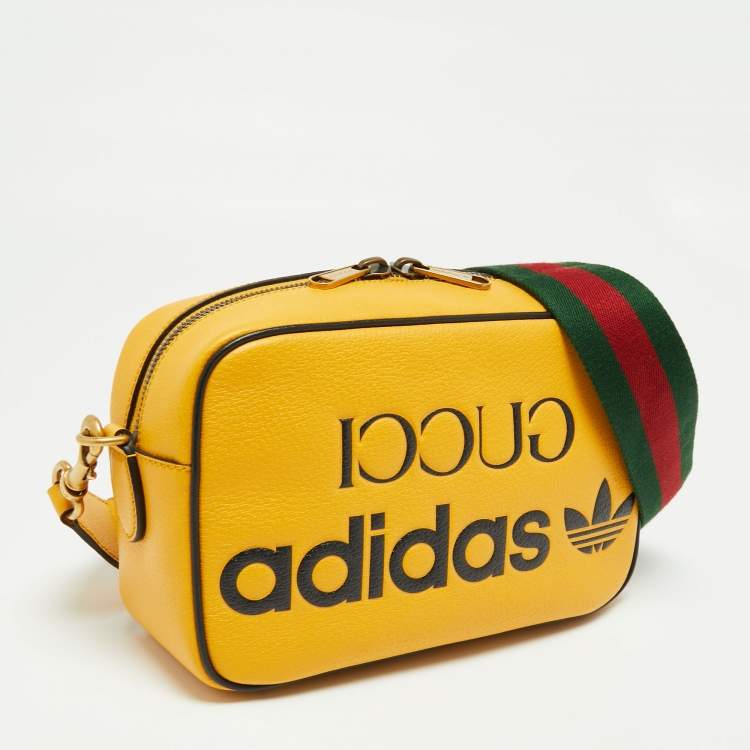 Pre Owned Gucci x Adidas Mustard Leather Small Crossbody Bag