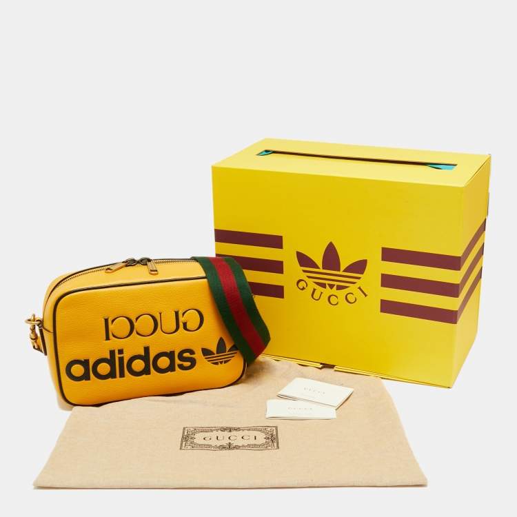 Pre Owned Gucci x Adidas Mustard Leather Small Crossbody Bag