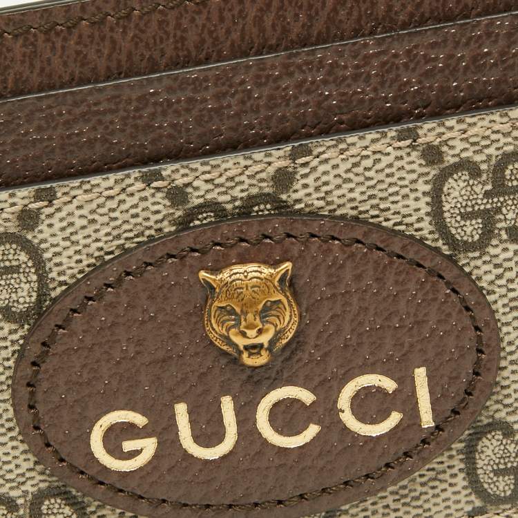 Pre Owned Gucci Tri Color GG Supreme Canvas and Leather Neo Vintage Card Case