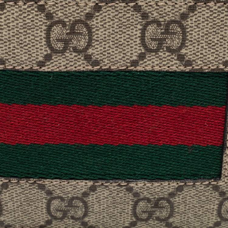 Pre Owned Gucci Beige GG Supreme Canvas Web Bifold Wallet 