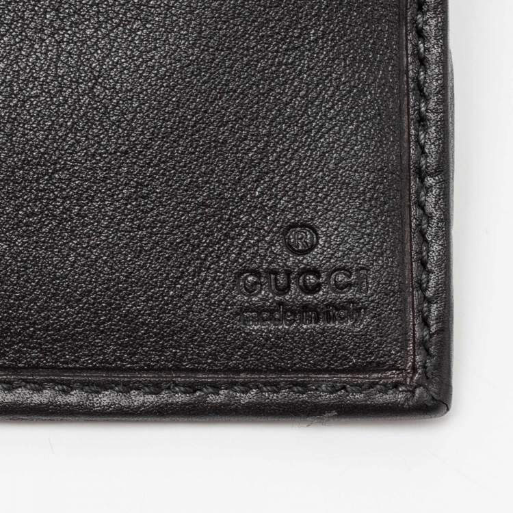 Pre Owned Gucci Black Guccissima Leather Web Bifold Wallet