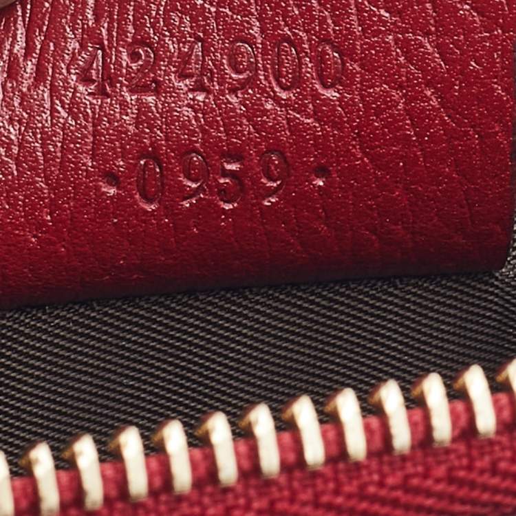 Pre Owned Gucci Beige/Red GG Supreme Canvas And Leather Large Tian Zip Pouch