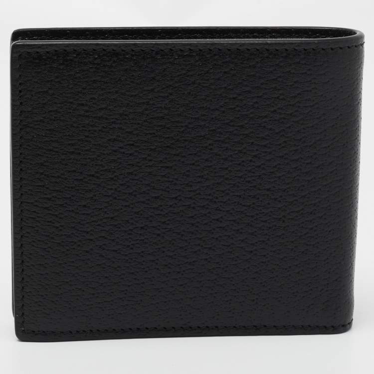 Pre Owned Gucci Black Pebbled Leather GG Marmont Bi-Fold Wallet