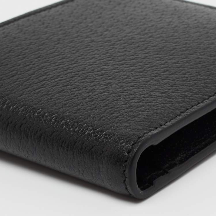 Pre Owned Gucci Black Pebbled Leather GG Marmont Bi-Fold Wallet