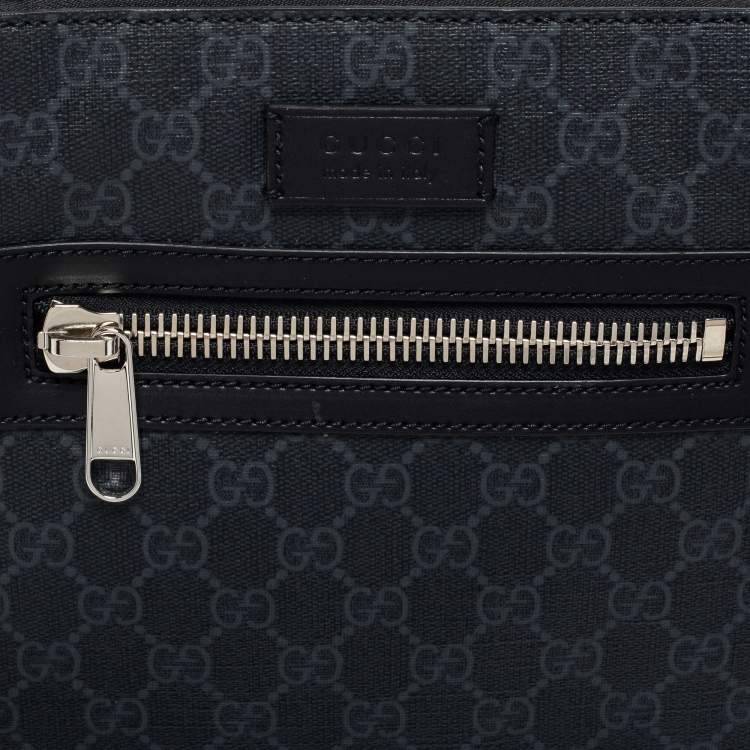 Pre Owned Gucci Black/Grey GG Supreme Messenger Bag