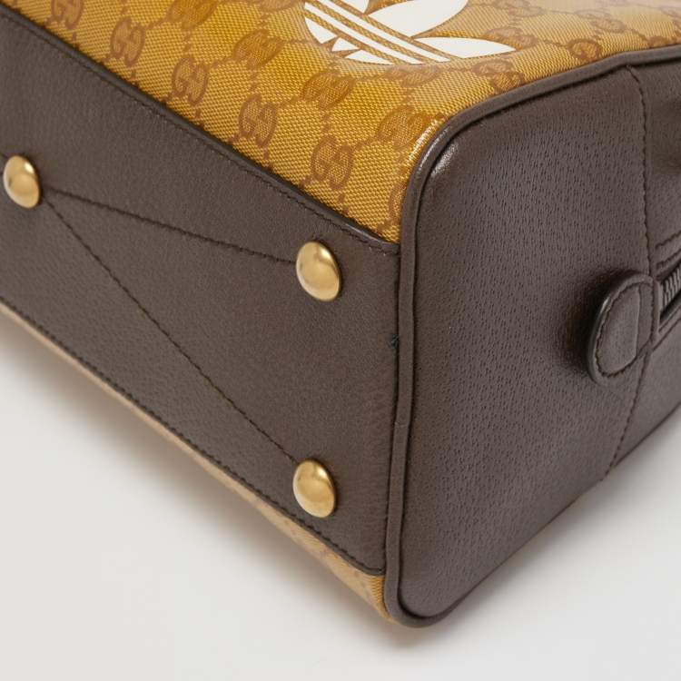 Pre Owned Gucci x Adidas Beige/Brown GG Crystal Canvas and Leather Mini Duffle Bag