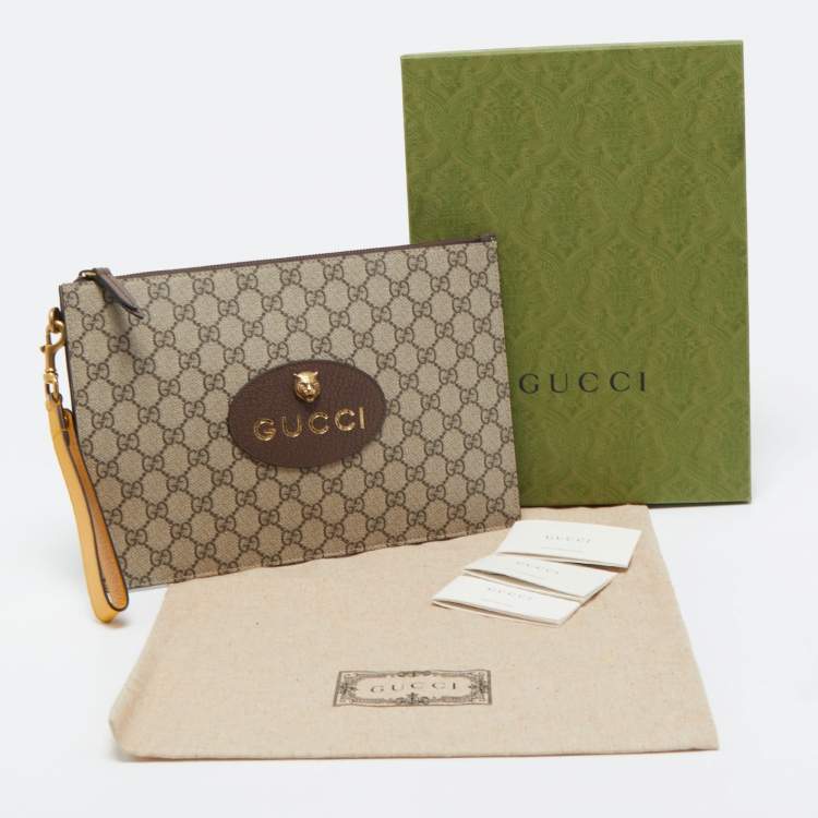 Pre Owned Gucci Beige GG Supreme Canvas Neo Vintage Pouch