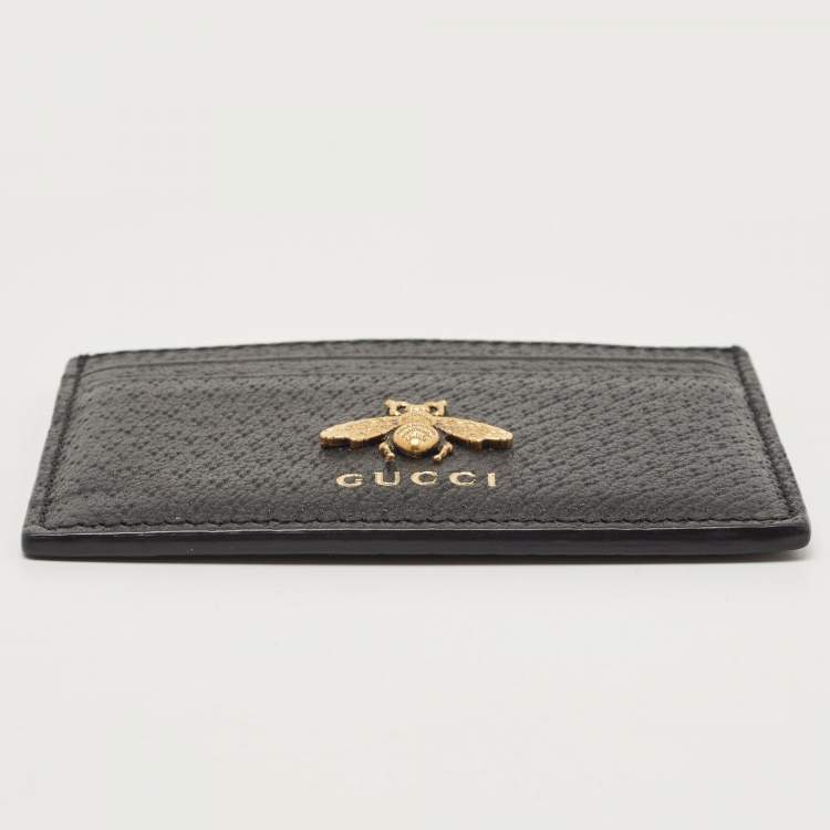 Pre Owned Gucci Black Leather Animalier Card Holder